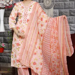 areena Women Pure Cotton Kurta Palazzo Dupatta Set-picture-22