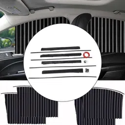 oblivion Car Window Curtains – Heat & Sunshade Protection (4 Pcs With Hooks & Tape) Car Curtain-picture-23
