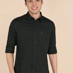 u.s. polo assn. Men Slim Fit Solid Cut Away Collar Casual Shirt-picture-19