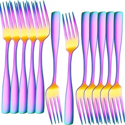 oicia Rainbow Flatware Forks, Salad Forks, Appetizer Forks, Dessert Forks, Fruit Forks Stainless Steel Dinner Fork Set-picture-11