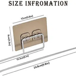 krexineum Stainless Steel Self-Adhesive Wall-Mount Tissue Roll,Paper Towel&Hanger Rack SILVER Towel Holder image 3