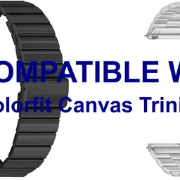 ACM WSM20H22BKSL3675 Pack of 2 Watch Strap Adjustable Steel 22mm for Noise Colorfit Canvas Trinity Smartwatch (Black/Silver) Smart Watch Strap image 1