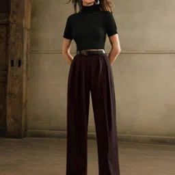 leriya fashion Women Regular Fit Brown Cotton Blend Trousers image 5