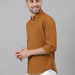 dennis lingo Men Slim Fit Solid Spread Collar Casual Shirt image 4