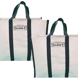 double r Canvas Shopping Bags for Market Milk, Grocery, Vegetable with Reinforced Handles - jhola - Kitchen Essential (17x8.5x14-inches) Pack of 2 Grocery Bags-picture-12