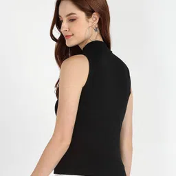 marvkit Casual Sleeveless Solid Women Black Top image 2