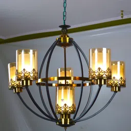 prop it up European Style Modern Design 5+1 light Black/Golden Chandelier Without BUlb Chandelier Ceiling Lamp image 1