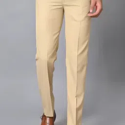 kurus Men Regular Fit Beige Cotton Blend Trousers-picture-26
