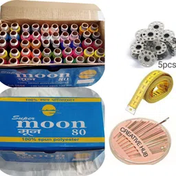 house of common 24 Shades Thread 50 Spools with 5 Bobbin, 1 Niddle Compact & 1 Tailoring Tape. Thread-picture-24