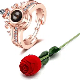 university trendz I Love You 100 Languages Loving Crown Ring with Red Rose Box Valentine Special Jewelry Ring Copper Copper Plated Ring-picture-22