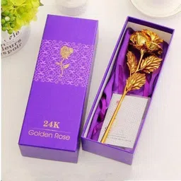 aipom 24K Golden Rose | Gift Box for Wife, Husband, Boyfriend, Girlfriend Valentine's Gold Rose Artificial Flower image 2