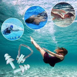 arrowmax 6 Sets Waterproof Silicone Swimming Earplugs Nose Clip Plugs, Ear & Nose Sets Ear Plug & Nose Clip image 4