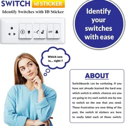 rsb hub 1.5 cm Transparent Switch ID Stickers for Switch Boards, 46 Designs, Self Adhesive Sticker image 4