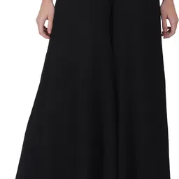Women Flared Black Georgette Trousers-image-20