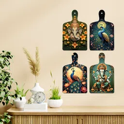 artvibes Ganesha Art Wall Hanging Home Decorative Wall Art for Living room (WH_5637N) Pack of 4 image 2
