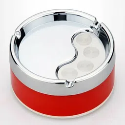 affodyl Round Cigarette with Spinning Portable Lids Smoking for Home Red Steel, Plastic Ashtray image 1