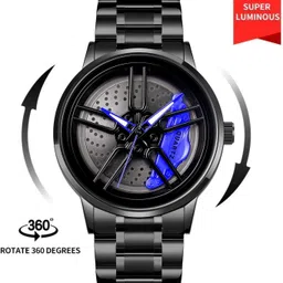 realbuff 3D Rotating Spinning Watch Quartz Men Rim Car Wheel Watches Analog Watch - For Men Wheel Watch image 4