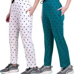 fashionhousets Pack of 2 Women Polka Print Multicolor Track Pants-picture-19
