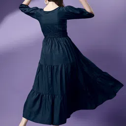 raiyani enterprise Women Fit and Flare Blue Ankle Length Dress image 2