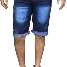 dream makers Dyed/Washed Men Blue Denim Shorts-picture-16