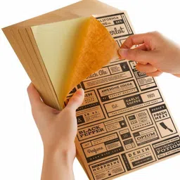true-ally 30 A4 Sheets Kraft Brown Laser Inkjet Printable Self Adhesive Sticky Sticker Craft Labels paper (Kraft paper) (pack of 30 sheets) Unruled A4 210 gsm Inkjet Paper image 4