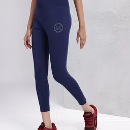 hrx by hrithik roshan Solid Women Blue Tights image 3