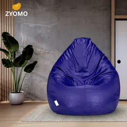 zyomo Large Faux Leather Bean Bag Filled with Beans | Ready To Use Teardrop Bean Bag With Bean Filling image 1