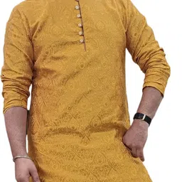 26 i Men Self Design Jacquard Straight Kurta image 1