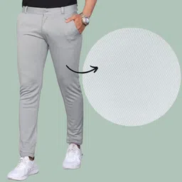 sk trend Men Slim Fit Silver Lycra Blend Trousers image 5
