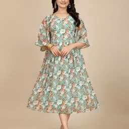 westoria Women Fit and Flare Light Blue Midi/Calf Length Dress-picture-39