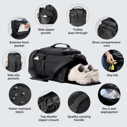 onex Medium 30 L Laptop Backpack Gym Bag for Women and Men, 30L Workout Travel Backpack with Shoe Compartment image 3