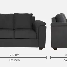 woodsworth from pepperfry Andres Chenille Fabric 2 Seater Sofa In Charcoal Grey Colour image 2