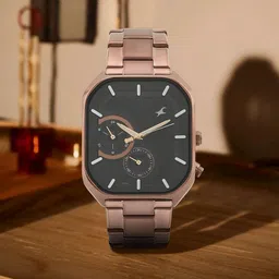 fastrack Groove Multifunction Black Dial Metal Strap Guy's Watch with Lume indices Analog Watch - For Men 3321QM02 image 2