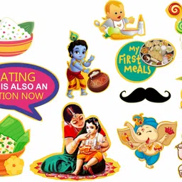 naveen Annaprashan Paper Cutouts with Annaprasan Banner Hindi Font Shubh Annaprashan image 3