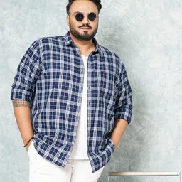 hardsoda Men Regular Fit Checkered Cut Away Collar Casual Shirt-picture-15