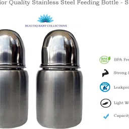 beautiq baby collections Pack of 2 (Combo) Stainless Steel Baby Feeding Bottles 230ML - 230 ml-picture-15