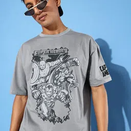 kook n keech marvel Men Printed Round Neck Pure Cotton Grey T-Shirt-picture-11