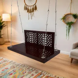 jairi traders M-22 Jhali Solid Wood Swing in Brown & Silver Colour image 1
