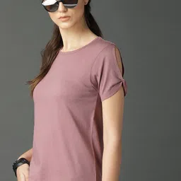 roadster Casual Regular Sleeves Solid Women Pink Top image 2