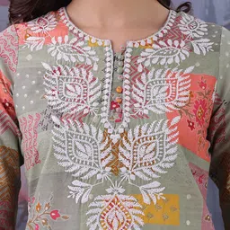 estela Women Chikan Embroidery Cotton Silk Straight Kurta image 3