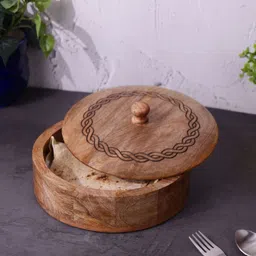 vareesha Hand-made Mago Wood Chapti Box with Carved Lid image 2