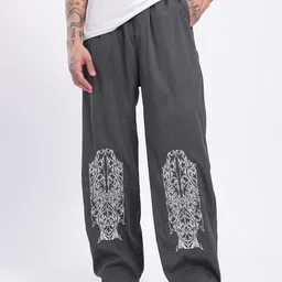 glitchez Men Relaxed Black Polyester Trousers image 2