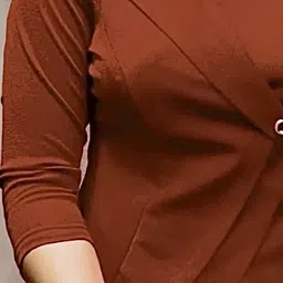 icevila Casual Regular Sleeves Solid Women Brown Top image 3