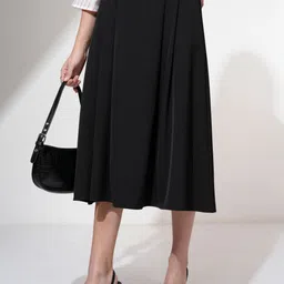 tokyo talkies Women Solid A-line Black Skirt-picture-26
