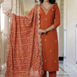 fashionlook Men Viscose Rayon Kurti Pant Dupatta Set image 2