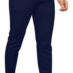 palclouthes trend Men Slim Fit Blue Lycra Blend Trousers image 5