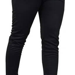 silkgrid Men Solid Black Track Pants image 4