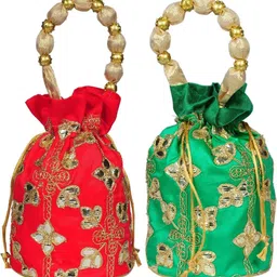 Women Multicolor, Green Potli-image-27