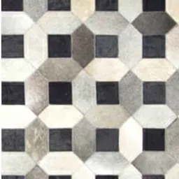 dazzhome Black Hair On Leather Checkered Hand Woven 8ftX10ft Carpet image 4