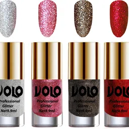 Professionally Used Glitter Shine Nail Polish Combo Pack of 4 Combo-No-209 Pink Glitter, Dark Grey Glitter, Silver Glitter, Red Glitter-image-11